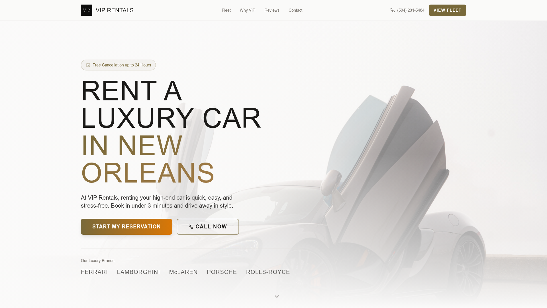 VIP Rentals — Rental Cars landing page template